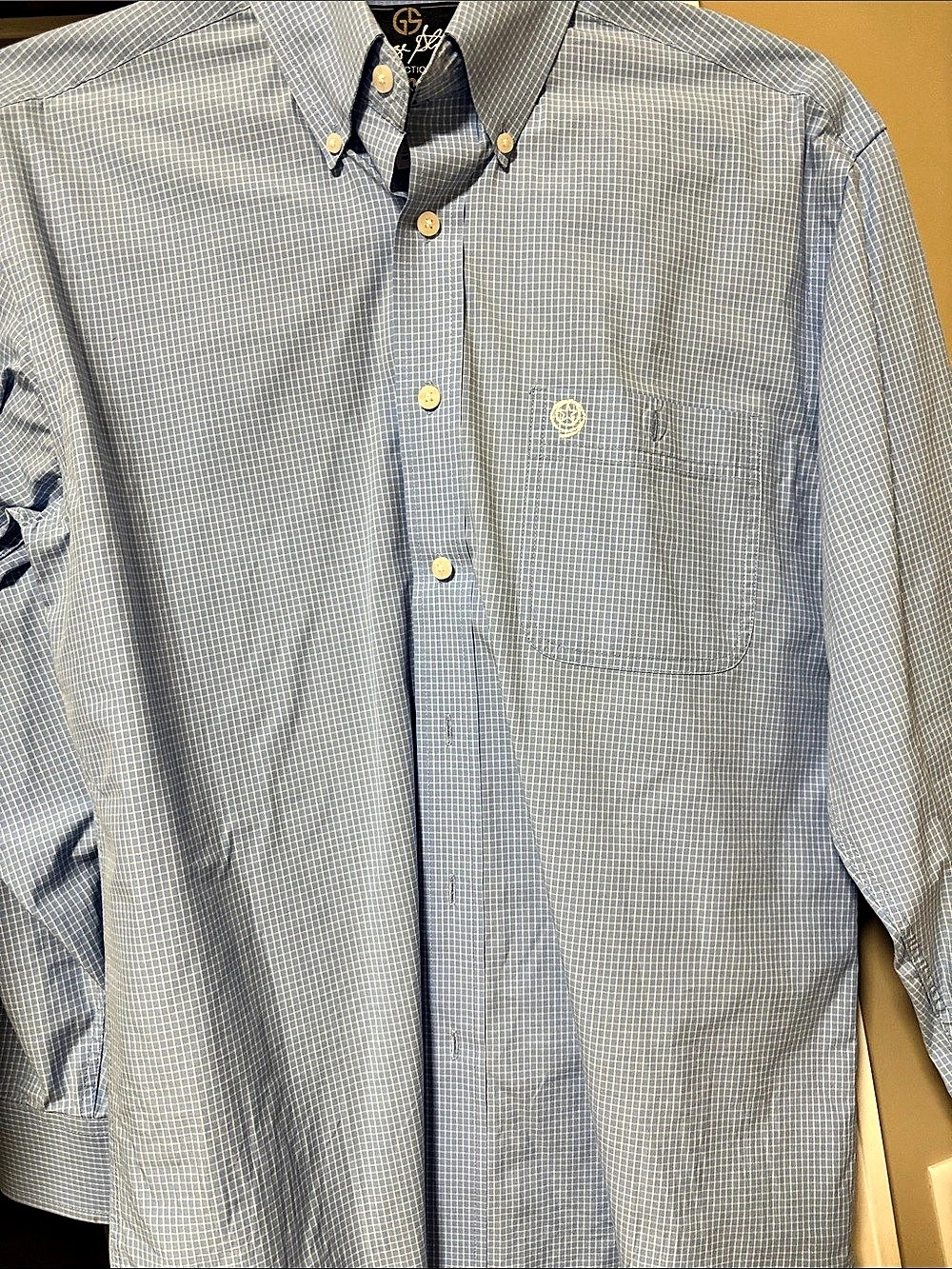 Wrangler George Strait Collection Button Down Shirt Small Blue & White